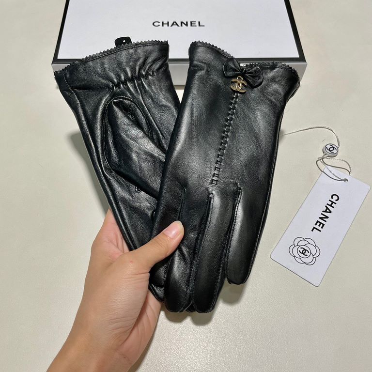 With the packaging of the new exclusive first Chanel rose series celebrity style [original quality] women's new high-grade sheepskin gloves    goddess preferred can not be missed   imports of sheepskin Leather soft and d