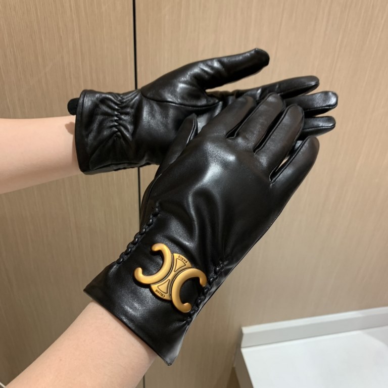 2022 new exclusive first   touch screen gloves CELINE CELINE (original quality) official website synchronization women's new high-grade sheepskin gloves    goddess preferred can not be missed      hundred percent of the 