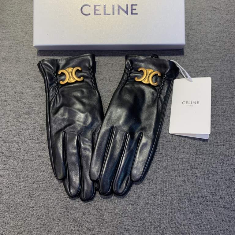 2022 new exclusive first   touch screen gloves CELINE CELINE (original quality) official website synchronization women's new high-grade sheepskin gloves    goddess preferred can not be missed      hundred percent of the 