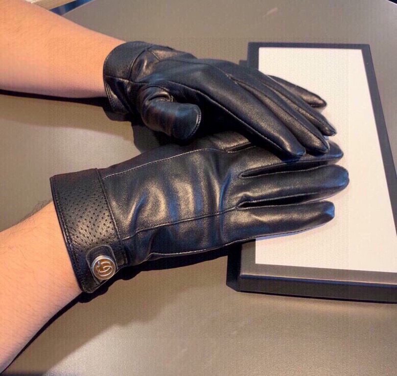 Packaging2022 new exclusive first   touch screen gloves men's gloves Gucci Gucci new high-grade sheepskin gloves    type of men preferred can not be missed    hundred percent selection of imported sheepskin Leather fine 