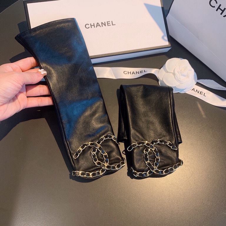 Chanel CHANEL   women's models explosive models open finger with sleeve long gloves imported original Essex leather (first-class sheepskin) large double C in kind super beautiful    exported overseas goods aristocratic c