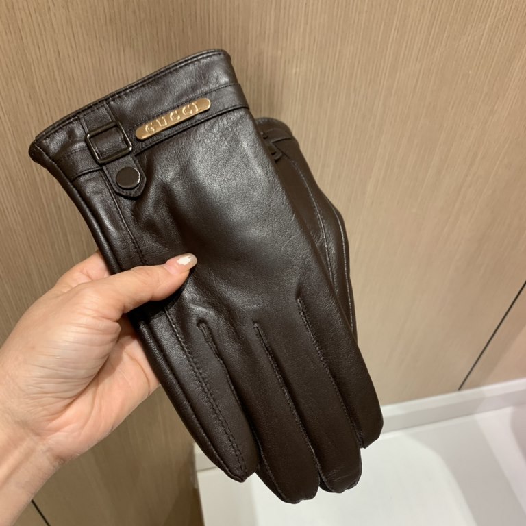 Packaging2022 new exclusive first   touch screen gloves men's gloves Gucci Gucci new high-grade sheepskin gloves    type of men preferred can not be missed    hundred percent selection of imported sheepskin Leather fine 