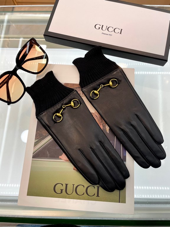 Gucci fall and winter women's gloves    domestic first-grade sheepskin Leather ultra-thin soft and comfortable shopkeeper recommended   texture super group average size