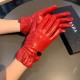 2022 new exclusive first  touch screen gloves Prada wave flower   edge gloves [original quality] official synchronization of the official website Ms. new high-grade sheepskin gloves    goddesses preferred can not be miss