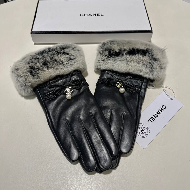 With packaging Chanel Chanel 2021 fall and winter lazy rabbit hair sheepskin   gloves   cell phone touch screen, worth comparing     the same paragraph of different qualities, kill the market poor products, imported firs