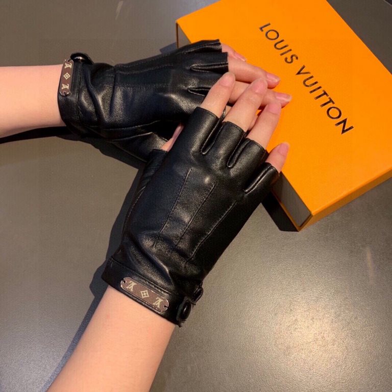 2022 LV new short gloves, fashion biker   gloves, fall and winter new cloth lining, fashion   on the hand super comfortable soft and versatile! Set beauty goddess must-have   with box   yardage ML