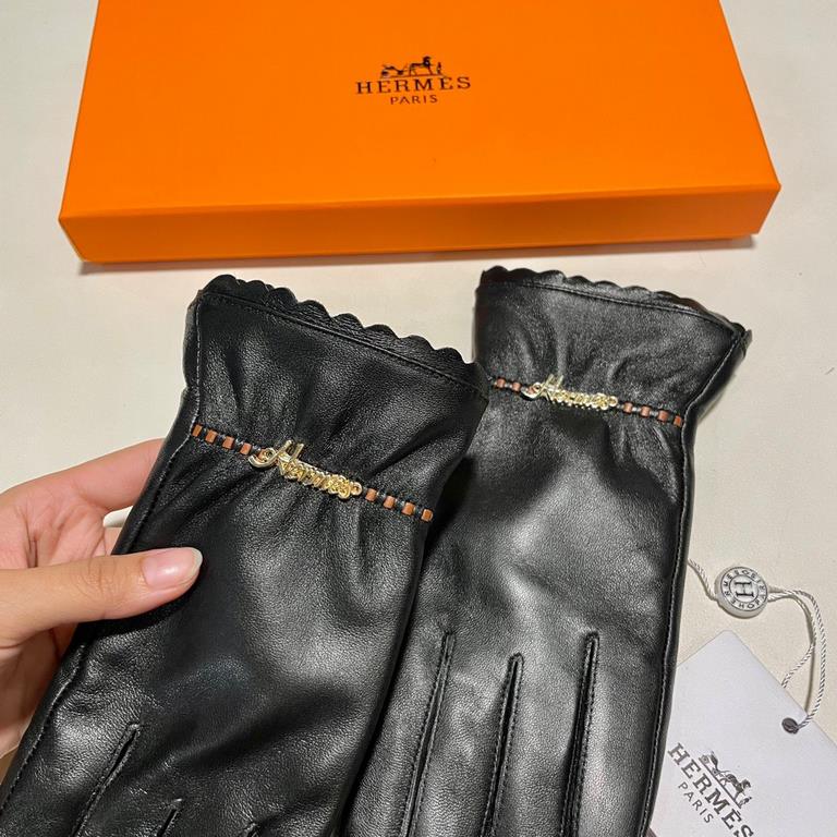 2021 new exclusive first  touch screen gloves Hermes (original quality) official website synchronization women's new high-grade sheepskin gloves    goddesses set of the United States preferred must be unmissable      100