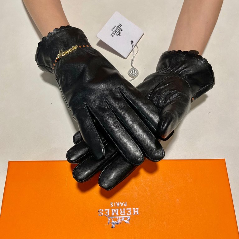 2021 new exclusive first  touch screen gloves Hermes (original quality) official website synchronization women's new high-grade sheepskin gloves    goddesses set of the United States preferred must be unmissable      100