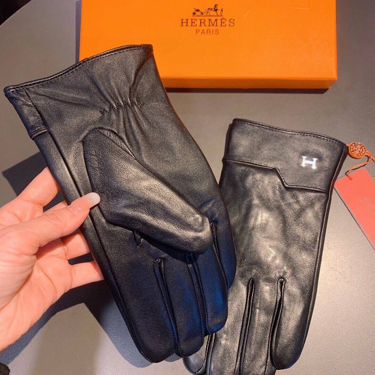 2021  Hermes HERMES men's gloves, exclusive customized, imported first-class sheepskin lining! Luxurious and generous for any age! With box    divided into two yardage, XL, XXL transfer picture must sell oh!