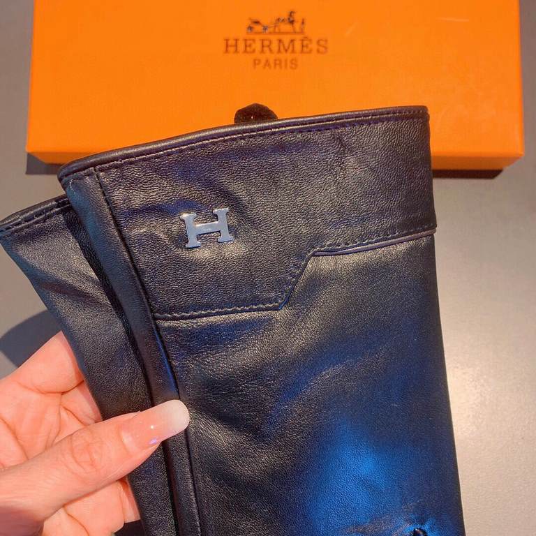 2021  Hermes HERMES men's gloves, exclusive customized, imported first-class sheepskin lining! Luxurious and generous for any age! With box    divided into two yardage, XL, XXL transfer picture must sell oh!