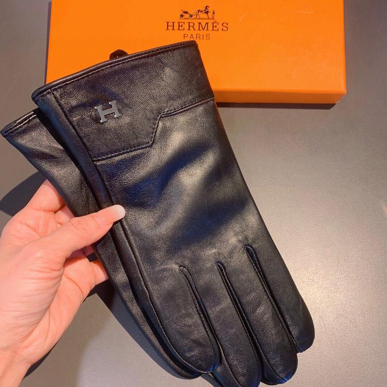 2021  Hermes HERMES men's gloves, exclusive customized, imported first-class sheepskin lining! Luxurious and generous for any age! With box    divided into two yardage, XL, XXL transfer picture must sell oh!