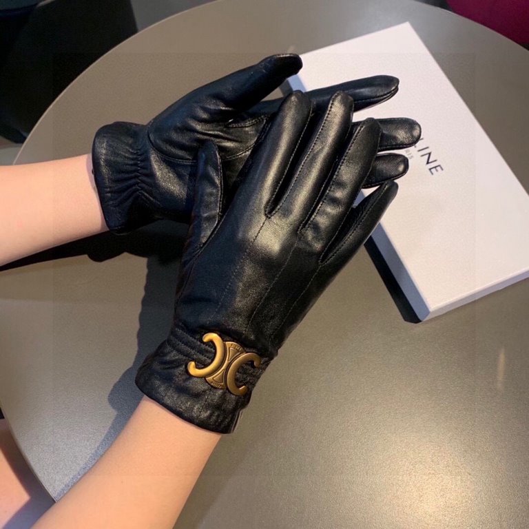 2023 new exclusive first   touch screen gloves CELINE CELINE (original quality) official website synchronization women's new high-grade sheepskin gloves    goddess preferred can not be missed    100 percent selection of 