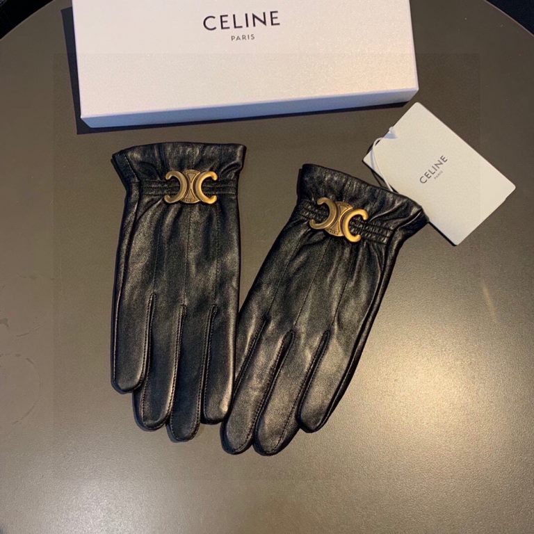 2023 new exclusive first   touch screen gloves CELINE CELINE (original quality) official website synchronization women's new high-grade sheepskin gloves    goddess preferred can not be missed    100 percent selection of 