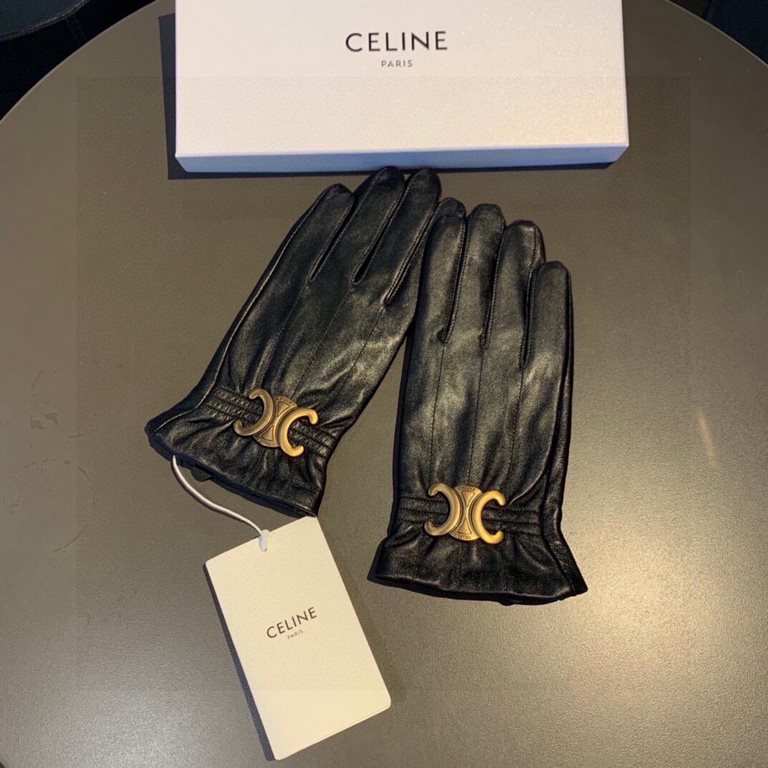 2023 new exclusive first   touch screen gloves CELINE CELINE (original quality) official website synchronization women's new high-grade sheepskin gloves    goddess preferred can not be missed    100 percent selection of 