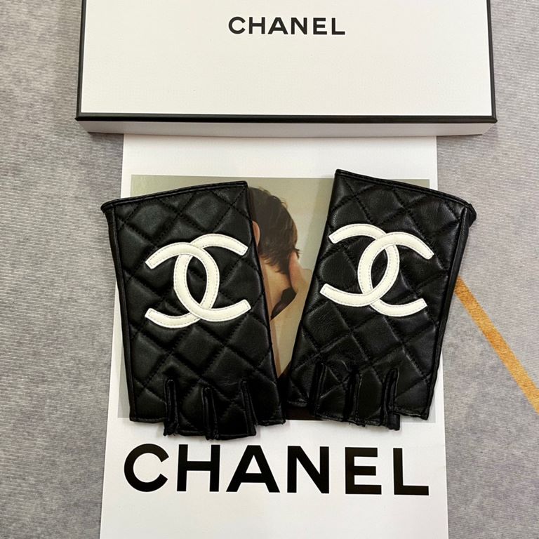 Chanel New Ladies Half Finger Gloves First Grade Sheepskin Leather Ultra-thin, Soft and Comfortable, Especially Showing Hand Shape          Superb TextureSize M L