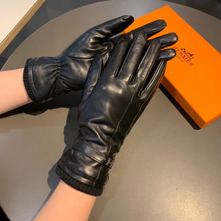 2022 new exclusive first  touch screen gloves Hermes (original quality) official website synchronization women's new high-grade long section of sheepskin gloves    goddesses set of the United States of America preferred 