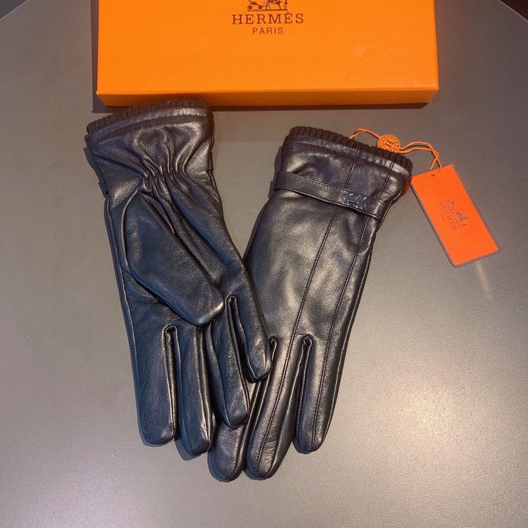 2022 new exclusive first  touch screen gloves Hermes (original quality) official website synchronization women's new high-grade long section of sheepskin gloves    goddesses set of the United States of America preferred 