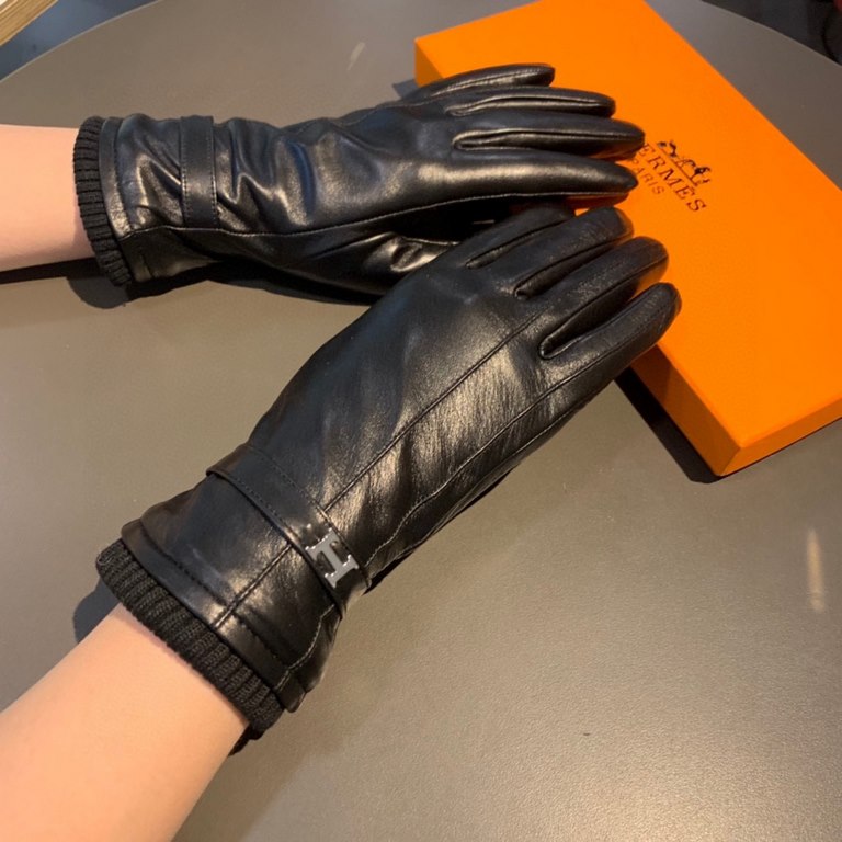 2022 new exclusive first  touch screen gloves Hermes (original quality) official website synchronization women's new high-grade long section of sheepskin gloves    goddesses set of the United States of America preferred 