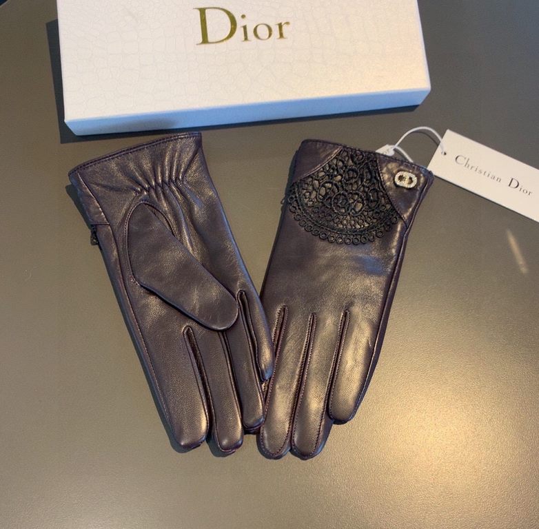 With packagingNew exclusive first   touch screen gloves Dior Dior lace lace   touch screen gloves (original quality) official website synchronization women's new high-grade sheepskin gloves    goddesses set the United St