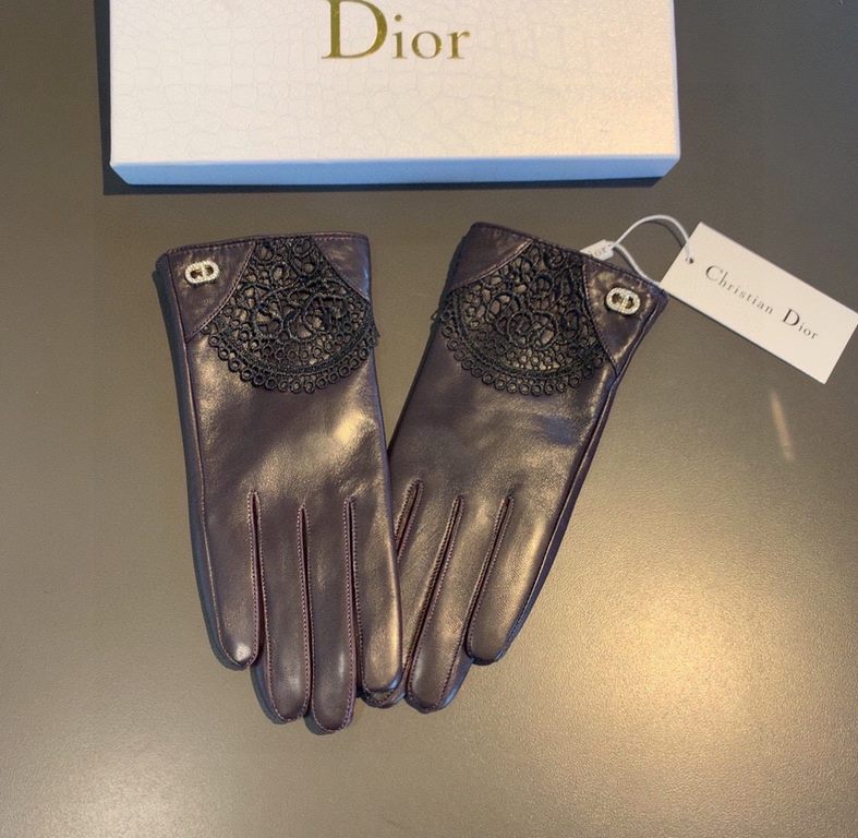 With packagingNew exclusive first   touch screen gloves Dior Dior lace lace   touch screen gloves (original quality) official website synchronization women's new high-grade sheepskin gloves    goddesses set the United St