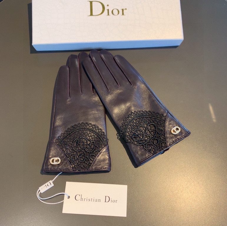 With packagingNew exclusive first   touch screen gloves Dior Dior lace lace   touch screen gloves (original quality) official website synchronization women's new high-grade sheepskin gloves    goddesses set the United St