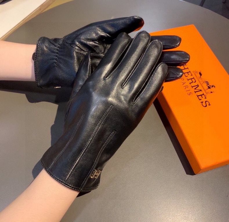 2022 new exclusive first  touch screen gloves Hermes (original quality) official website synchronization women's new high-grade sheepskin gloves    goddesses set of the United States preferred must be unmissable    100 p