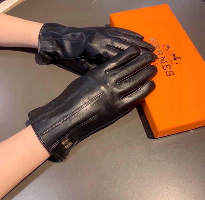 2022 new exclusive first  touch screen gloves Hermes (original quality) official website synchronization women's new high-grade sheepskin gloves    goddesses set of the United States preferred must be unmissable    100 p