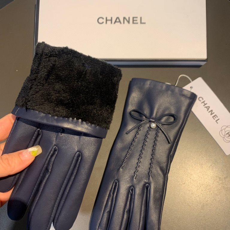 With box2022 new exclusive first  touch screen gloves Chanel Chanel [original quality] official website synchronization women's new high-grade sheepskin gloves    goddess preferred can not be missed    hundred percent se