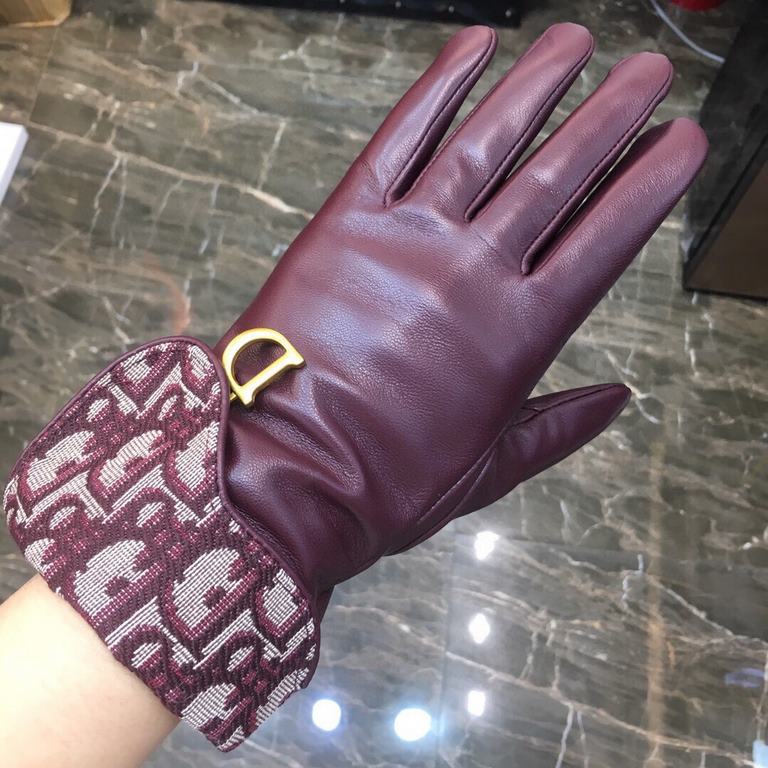 Dior   burst to   [top original single] official website synchronization women's new high-grade sheepskin gloves     100% selection of imported lambskin lining cashmere Warm and comfortable better Cortical luster bright 