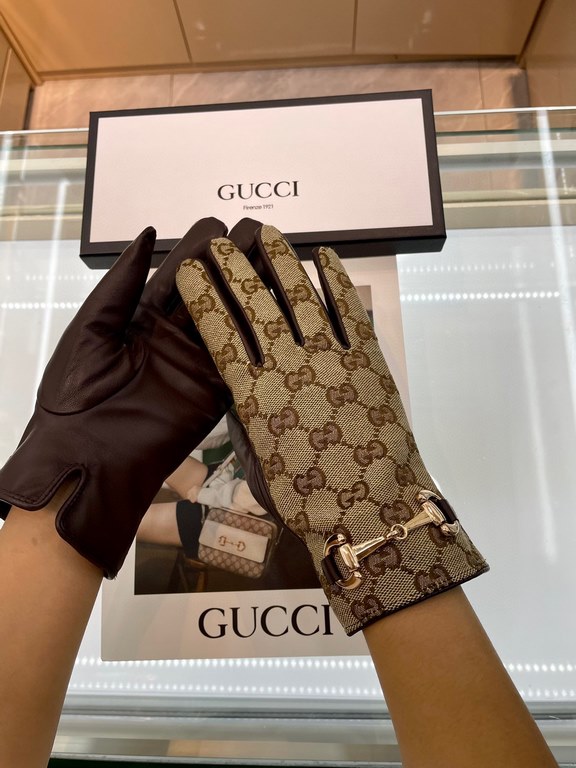 Gucci  burst to   [top original single] official website synchronization women's new high-grade sheepskin gloves     100% selection of imported lambskin lining velvet lining warmth and comfort better Leather luster brigh