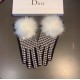 2023 Dior Dior counter new large fox fur ball   wool gloves   fashion gloves, fall and winter warm must-have, padded lining, thousand bird check   on the hand super comfortable and soft,   versatile! With box   average s