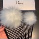 2023 Dior Dior counter new large fox fur ball   wool gloves   fashion gloves, fall and winter warm must-have, padded lining, thousand bird check   on the hand super comfortable and soft,   versatile! With box   average s