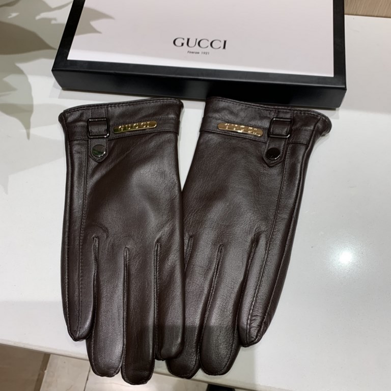 Packaging2022 new exclusive first   touch screen gloves men's gloves Gucci Gucci new high-grade sheepskin gloves    type of men preferred can not be missed    hundred percent selection of imported sheepskin Leather fine 