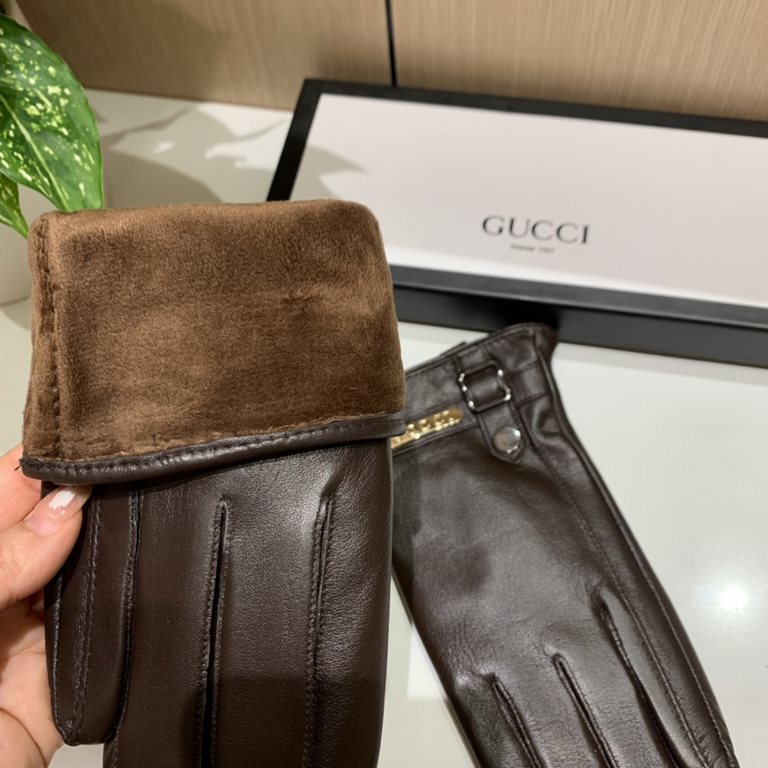 Packaging2022 new exclusive first   touch screen gloves men's gloves Gucci Gucci new high-grade sheepskin gloves    type of men preferred can not be missed    hundred percent selection of imported sheepskin Leather fine 