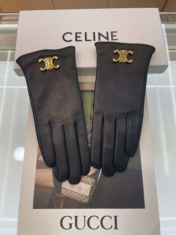 New exclusive first  Celine touch screen women's gloves Arc de Triomphe series original hardware [original single quality] official website synchronization women's new imported sheepskin gloves    goddess preferred can n