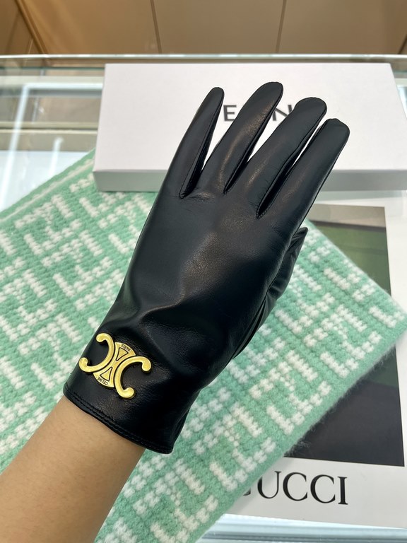 New exclusive first  Celine touch screen women's gloves Arc de Triomphe series original hardware [original single quality] official website synchronization women's new imported sheepskin gloves    goddess preferred can n