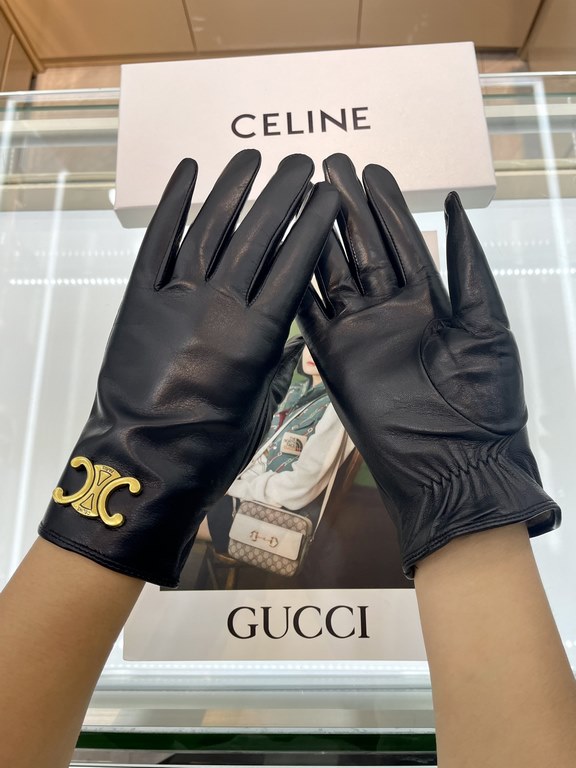 New exclusive first  Celine touch screen women's gloves Arc de Triomphe series original hardware [original single quality] official website synchronization women's new imported sheepskin gloves    goddess preferred can n