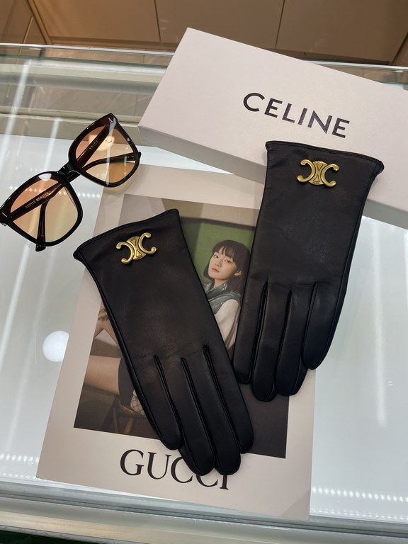 New exclusive first  Celine touch screen women's gloves Arc de Triomphe series original hardware [original single quality] official website synchronization women's new imported sheepskin gloves    goddess preferred can n