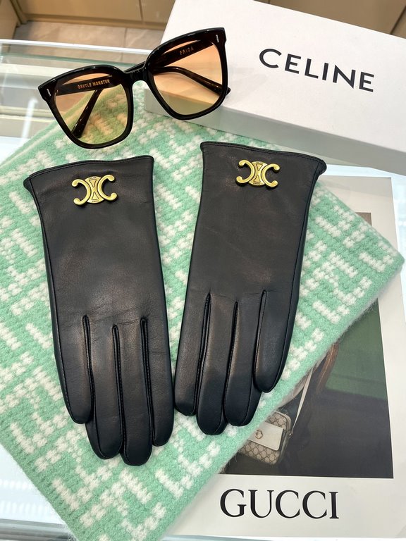 New exclusive first  Celine touch screen women's gloves Arc de Triomphe series original hardware [original single quality] official website synchronization women's new imported sheepskin gloves    goddess preferred can n