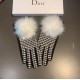 with packagingDior Dior counter new large fox fur ball   wool gloves   fashion gloves, fall and winter warm must-have, padded lining, thousand bird check   on the hand super comfortable and soft,   versatile! average siz