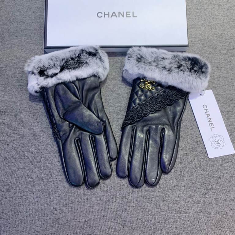 with packagingChanel Chanel 2022 Lace Double C Autumn and Winter Lazy Rabbit Fur Sheepskin Gloves   mobile touch screen, worth comparing     the same paragraph different quality, kill the market poor product, imported fi