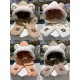 FENDL Fendi winter faux rabbit hair hat scarf gloves all-in-one three-piece female cute plush scarf hooded warm set tide