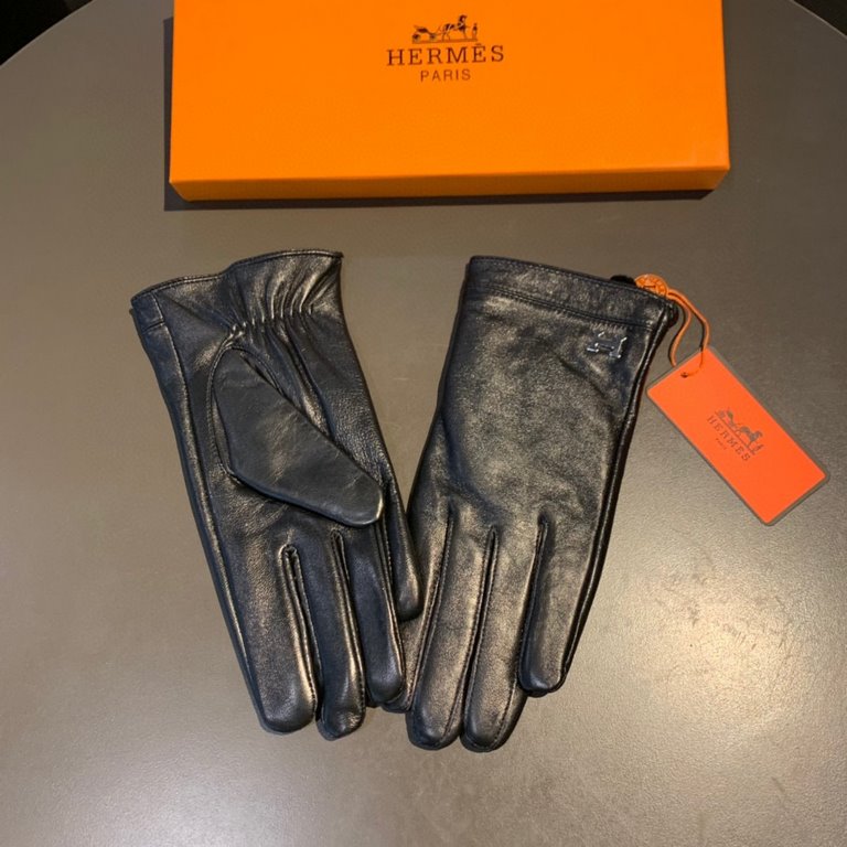 2022 new exclusive first  touch screen gloves Hermes (original quality) official website synchronization women's new high-grade sheepskin gloves    goddesses set of the United States of America preferred must have can no