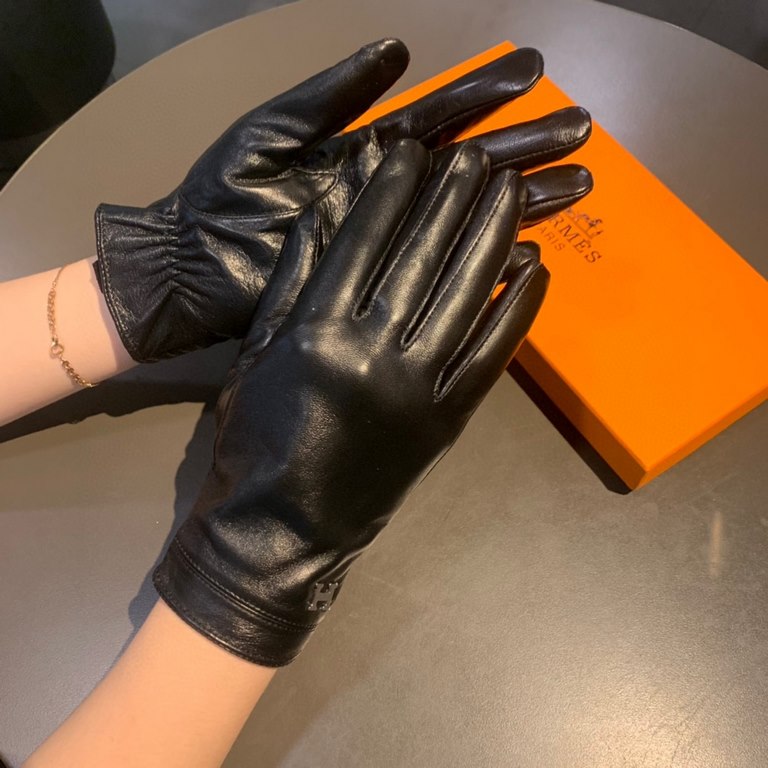 2022 new exclusive first  touch screen gloves Hermes (original quality) official website synchronization women's new high-grade sheepskin gloves    goddesses set of the United States of America preferred must have can no