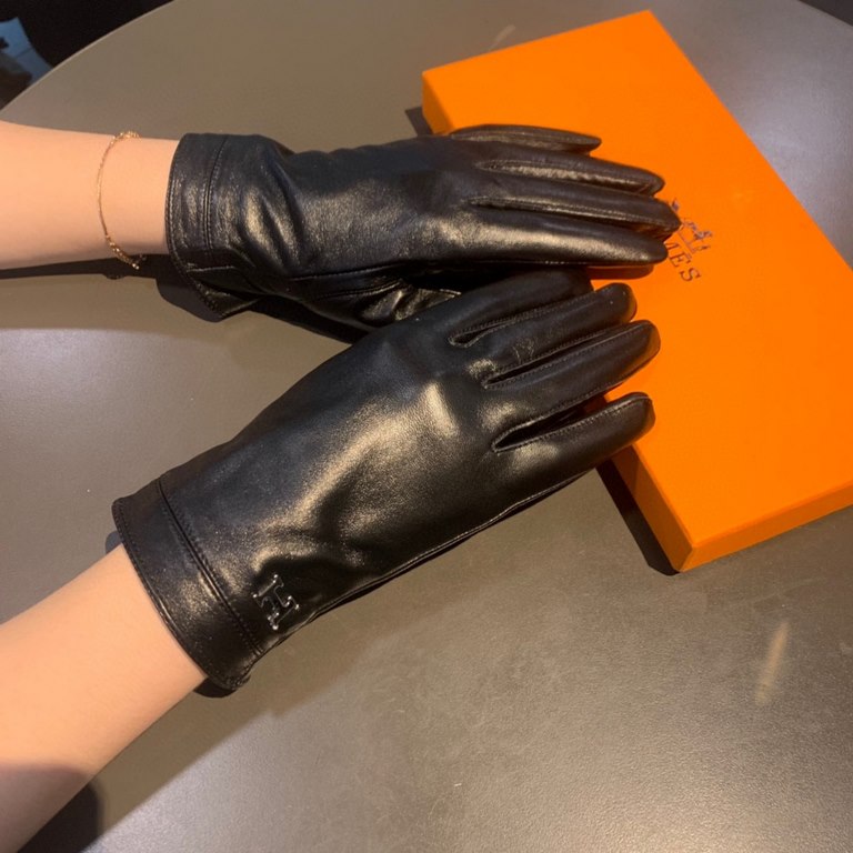 2022 new exclusive first  touch screen gloves Hermes (original quality) official website synchronization women's new high-grade sheepskin gloves    goddesses set of the United States of America preferred must have can no