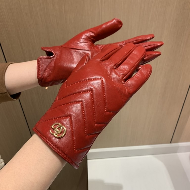 run2022 new Gucci curve new exclusive first   touch screen women's gloves Gucci Gucci [original quality] official website synchronization women's new high-grade sheepskin gloves    goddess preferred can not be missed    