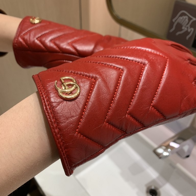 run2022 new Gucci curve new exclusive first   touch screen women's gloves Gucci Gucci [original quality] official website synchronization women's new high-grade sheepskin gloves    goddess preferred can not be missed    