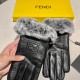 With packaging Fendi FENDI  2021 fall and winter lazy rabbit hair sheepskin embroidered gloves   cell phone touch screen, worth comparing     the same paragraph of different qualities, kill the market poor products, impo