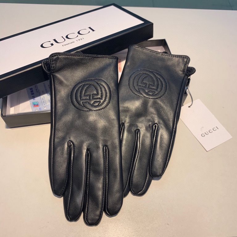 With packaging2022 new Gucci embroidery exclusive first   touch screen women's gloves Gucci Gucci [original quality] official website synchronization women's new high-grade sheepskin gloves    goddess preferred can not b