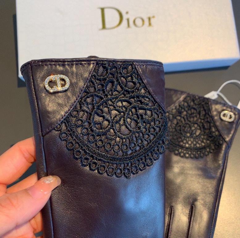 With packaging to run the volumeNew exclusive first   touch screen gloves Dior Dior lace lace   touch screen gloves (original quality) official website synchronization women's new high-grade sheepskin gloves    goddesses